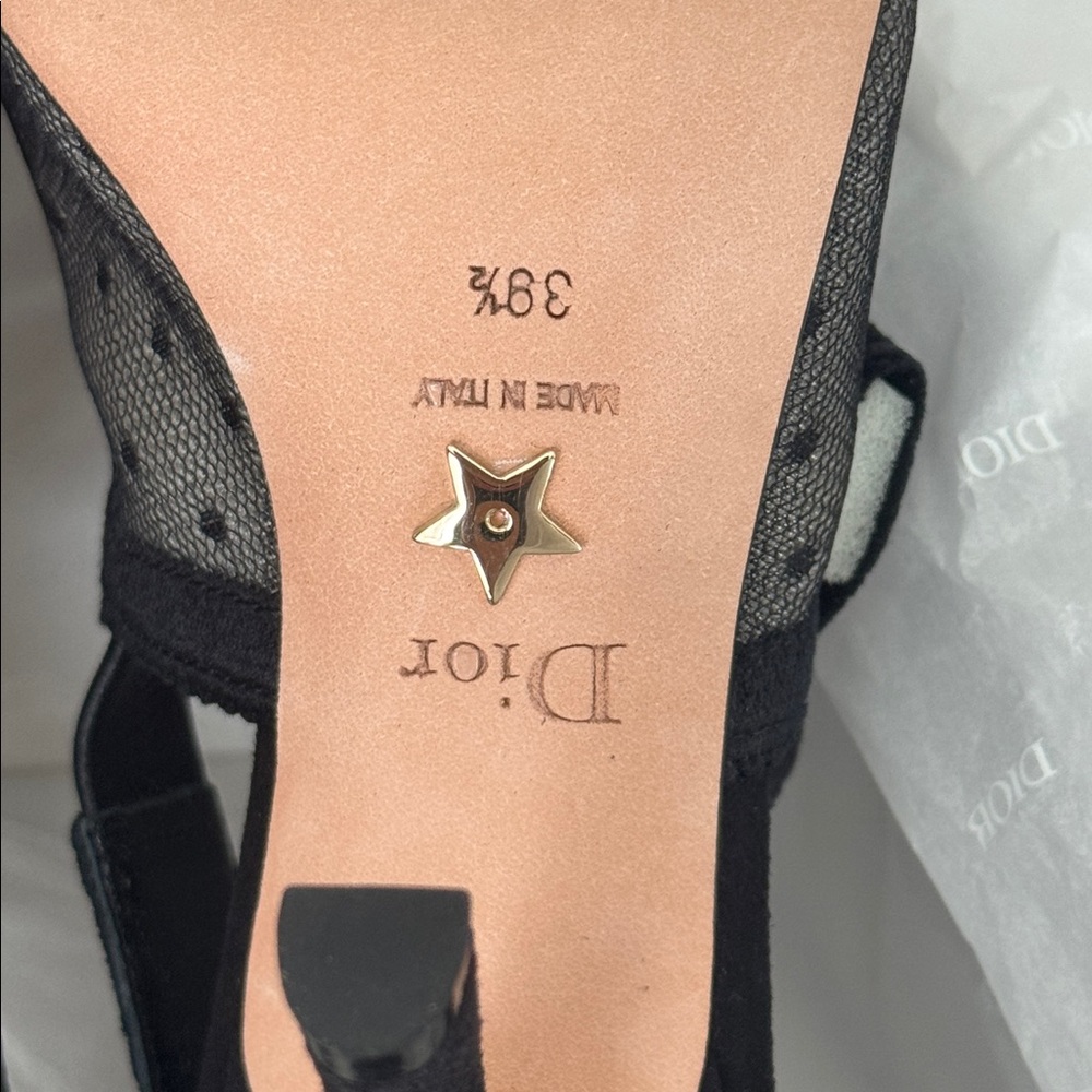 Dior j’adior christian Dior black plumetis mesh pump classic logo strap sz 39.5 - Picture 11 of 12